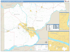 Richland-Kennewick-Pasco Metro Area Wall Map Basic Style 2024